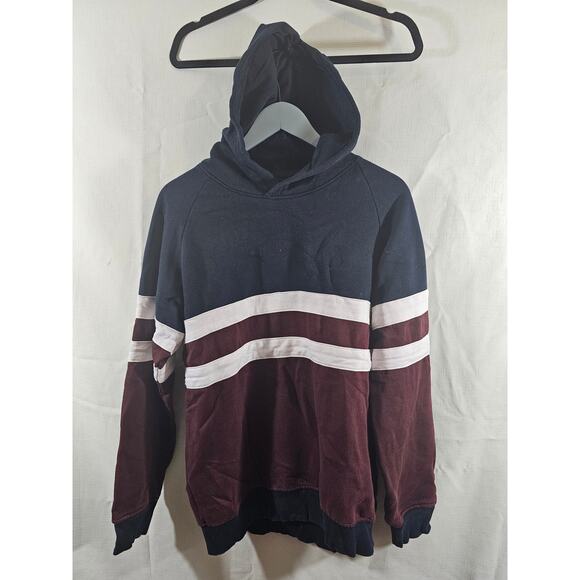 Colours Alexander Julian Hood Sweatshirt Mens L Blue maroon Long Sleeve Pullover - Picture 1 of 7